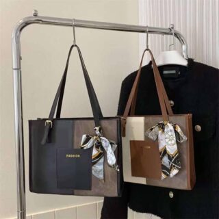 Quality Fashion Leather Tote 👜 Bag with Designer Scarf
