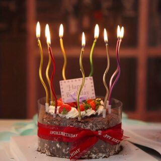 Birthday Curly Metallic Cale Candles by 6pcs