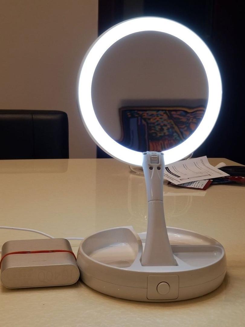 My Fold-Away Double Sided Vanity LED Makeup Mirror (Has 10X Magnifying LED Makeup Mirror Side, Battery Or USB Cable)
