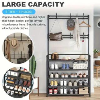 Large Capacity Quality Shoe Rack with Hangers/Hooks 👟✨🏠