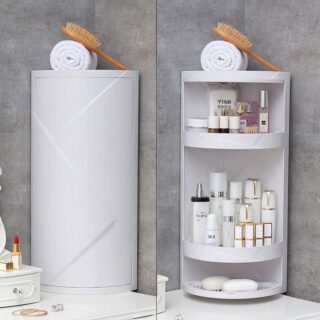 Space-Saving Rotating Covered Corner Shelf