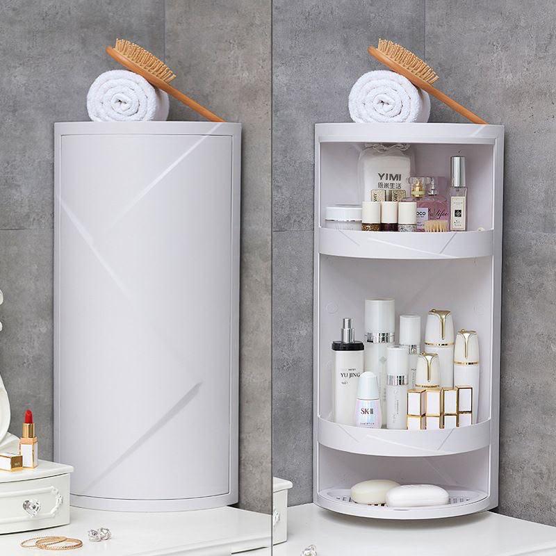 Space-Saving Rotating Covered Corner Shelf