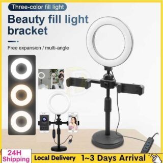 Table Ring Light with 2 Phone Holders