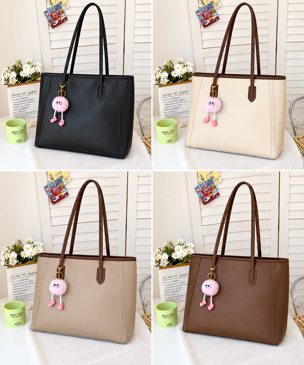 Quality Retro Designer Pure Leather Tote Bag with Labubu 👜 - Image 2