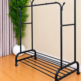 Double Pole Double Layer Multipurpose Heavy-Duty Clothing Rack (Bearing 48Kg) 🖤👔